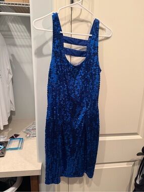 Niteline Royal Blue Sequin Ladderback/Open Tank Dress